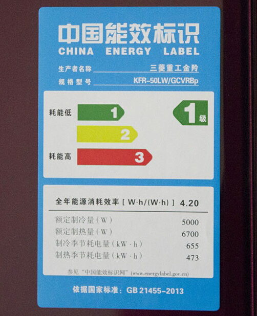 中國能效時標圖根據國家標準（gb21455-2015）